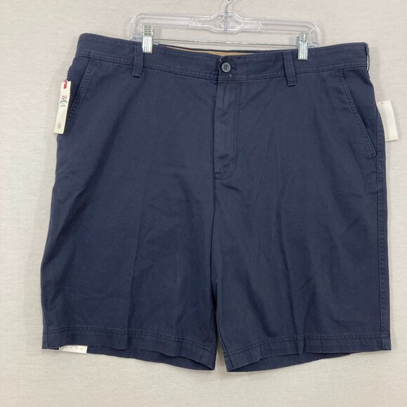 New IZOD Navy size 42 Flat Front Saltwater Twill Shorts Summer Outdoor Golf - Picture 1 of 12